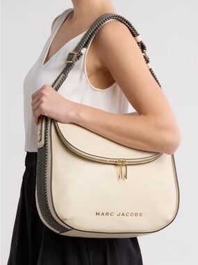 Marc Jacobs Cream Pebbled Leather Shoulder Bag with Braided Strap